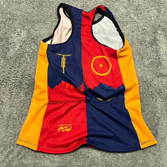 Podiumwear Tank Top Shirt Womens Large Racer back Cycling S’more’s Pocket - Picture 2 of 5